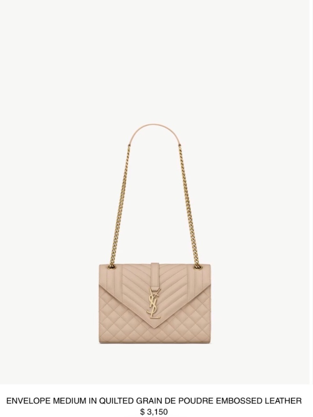 Saint Laurent Envelope Medium Chain Bag in Mix MatelassΓ© Dark biege